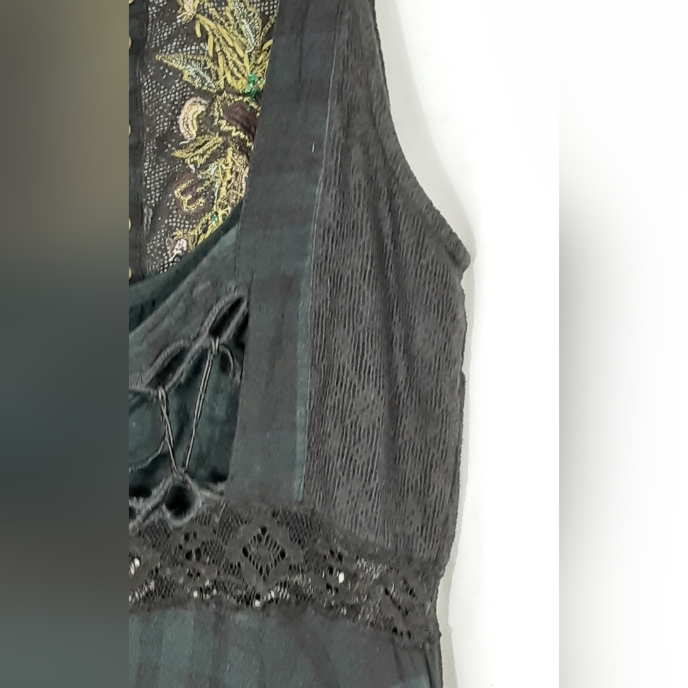 Free People Lace Me Up Embroidered Hi-low Handkerchief Hem Flowy Boho Dress. - Picture 15 of 15